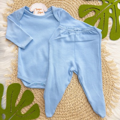  Conjnto Basic longa Azul